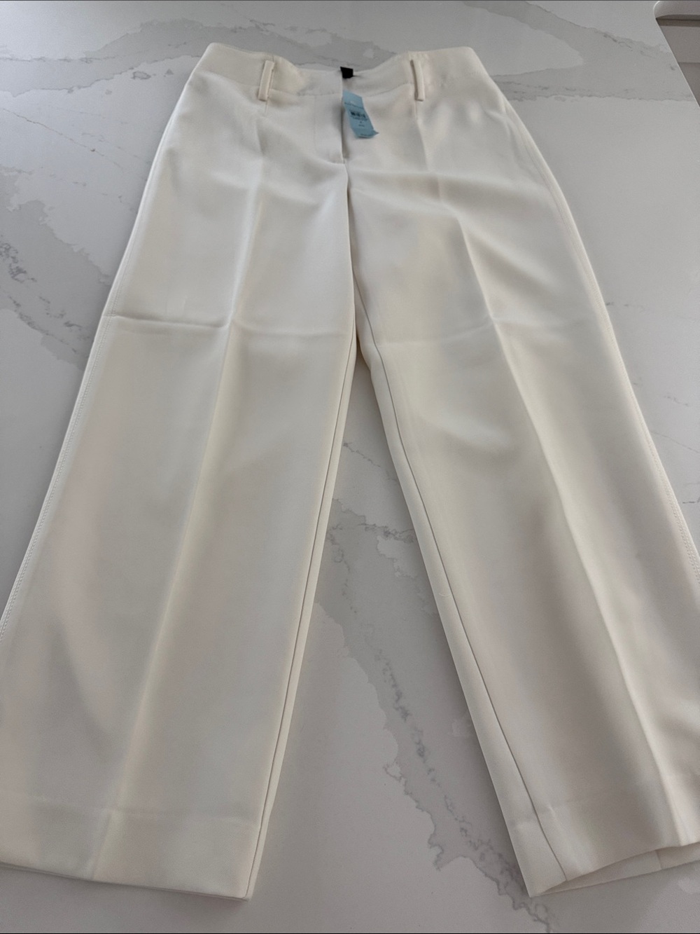 Ann Taylor Petite Cream High-Waist Wide-Leg Pants